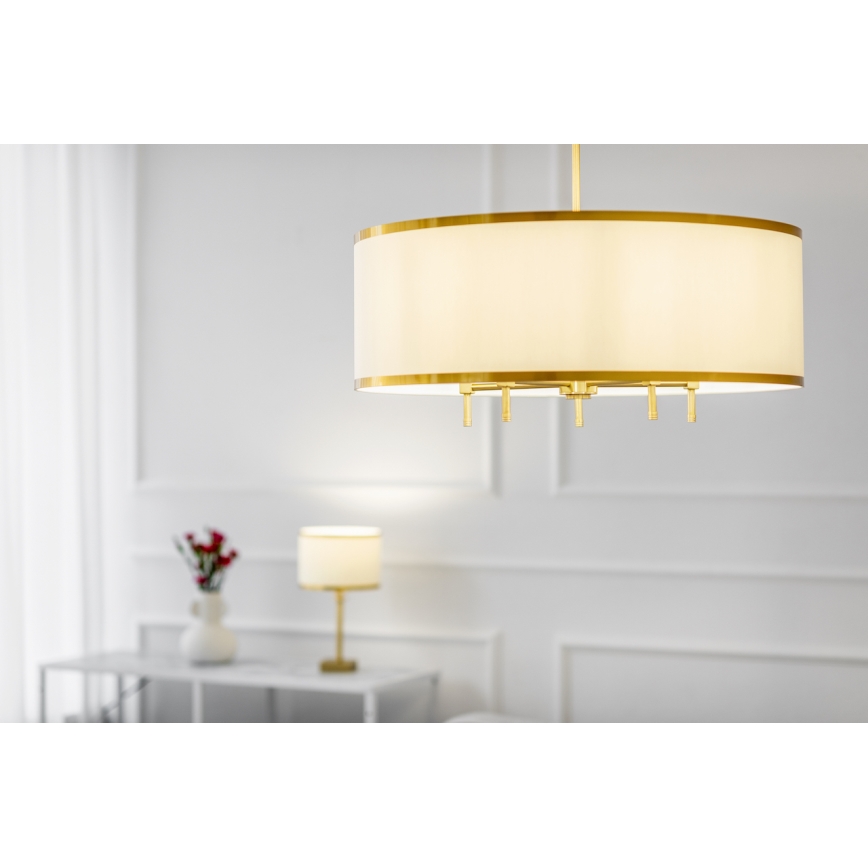 Argon 2132 - Candelabro suspenso ABBANO 5xE14/7W/230V latão/branco