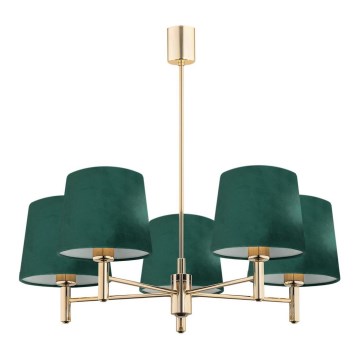 Argon 2145 - Candelabro suspenso PONTE 5xE27/15W/230V verde/latão