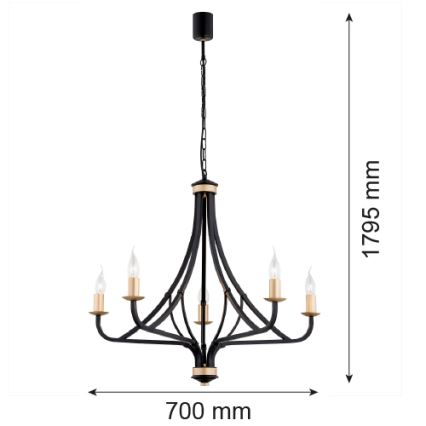 Argon 2171 - Candelabro suspenso LORENZO 5xE14/7W/230V