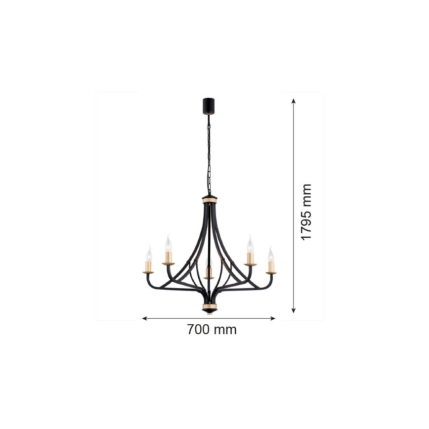 Argon 2171 - Candelabro suspenso LORENZO 5xE14/7W/230V