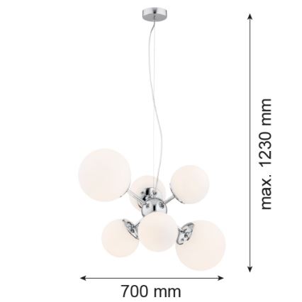 Argon 2531 - Candelabro suspenso SATELITE 6xE27/15W/230V cromado brilhante