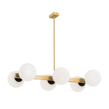 Argon 2549 - Candelabro suspenso FREEMONT 6xE27/15W/230V dourado/branco/preto