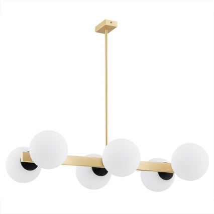 Argon 2549 - Candelabro suspenso FREEMONT 6xE27/15W/230V dourado/branco/preto