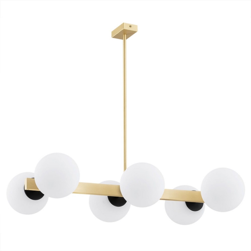 Argon 2549 - Candelabro suspenso FREEMONT 6xE27/15W/230V dourado/branco/preto