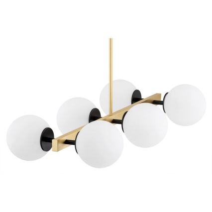 Argon 2549 - Candelabro suspenso FREEMONT 6xE27/15W/230V dourado/branco/preto