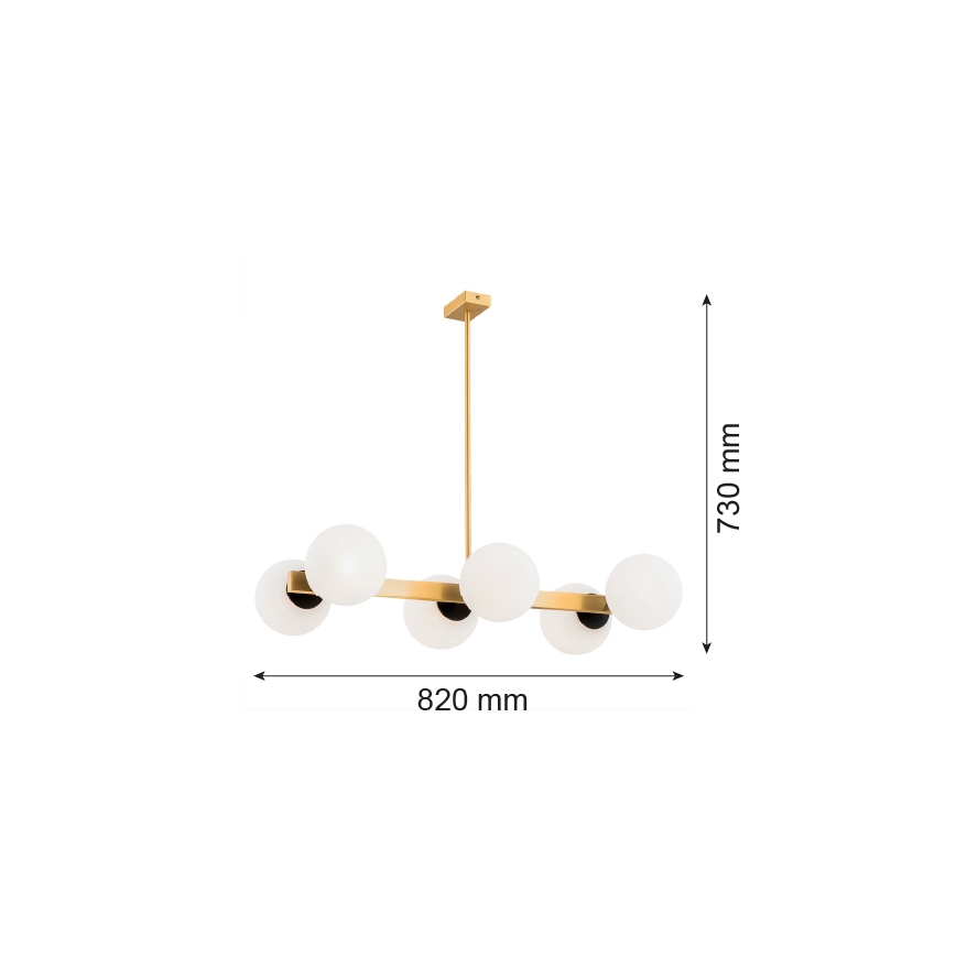 Argon 2549 - Candelabro suspenso FREEMONT 6xE27/15W/230V dourado/branco/preto