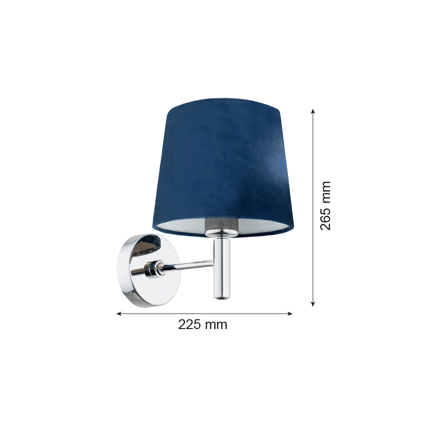 Argon 3908 - Candeeiro de parede BOLZANO 1xE27/15W/230V azul/cromado brilhante