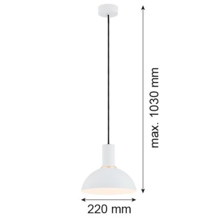 Argon 4220 - Lustre suspenso em cabo SINES 1xE27/15W/230V diâmetro 28 cm branco