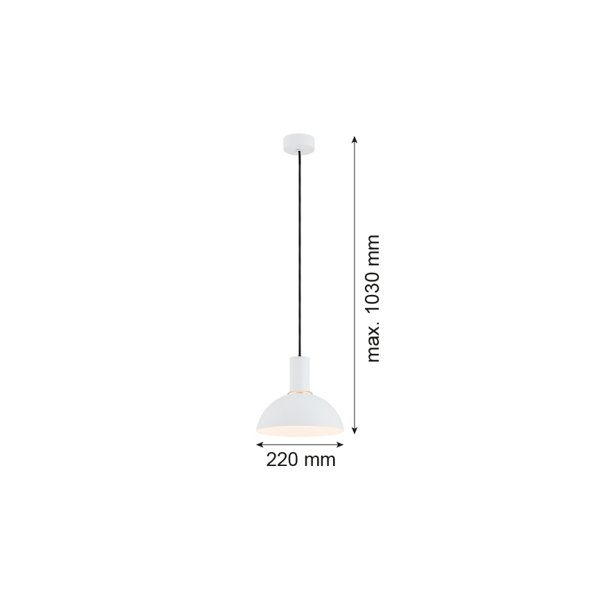 Argon 4220 - Lustre suspenso em cabo SINES 1xE27/15W/230V diâmetro 28 cm branco