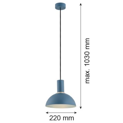 Argon 4221 - Candeeiro suspenso em cabo SINES 1xE27/15W/230V diâmetro 28 cm azul