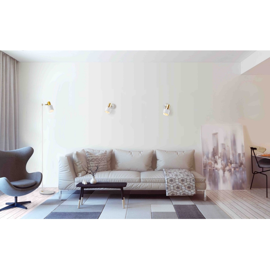 Argon 4258 - Candeeiro de chão DORIA 1xE27/15W/230V branco/latão