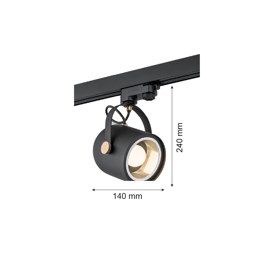 Argon 4311 - Foco para sistema de carril NET 1xE27/15W/230V preto