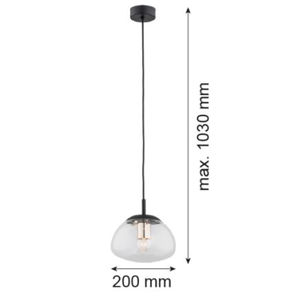 Argon 4331 - Candelabro suspenso TRINI 1xE27/15W/230V d. 20 cm preto