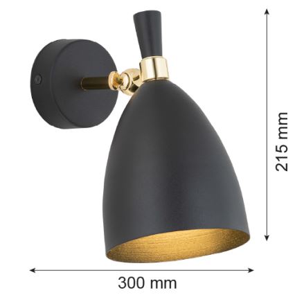 Argon 4701 - Iluminação de parede CHARLOTTE 1xE27/15W/230V preto/dourado