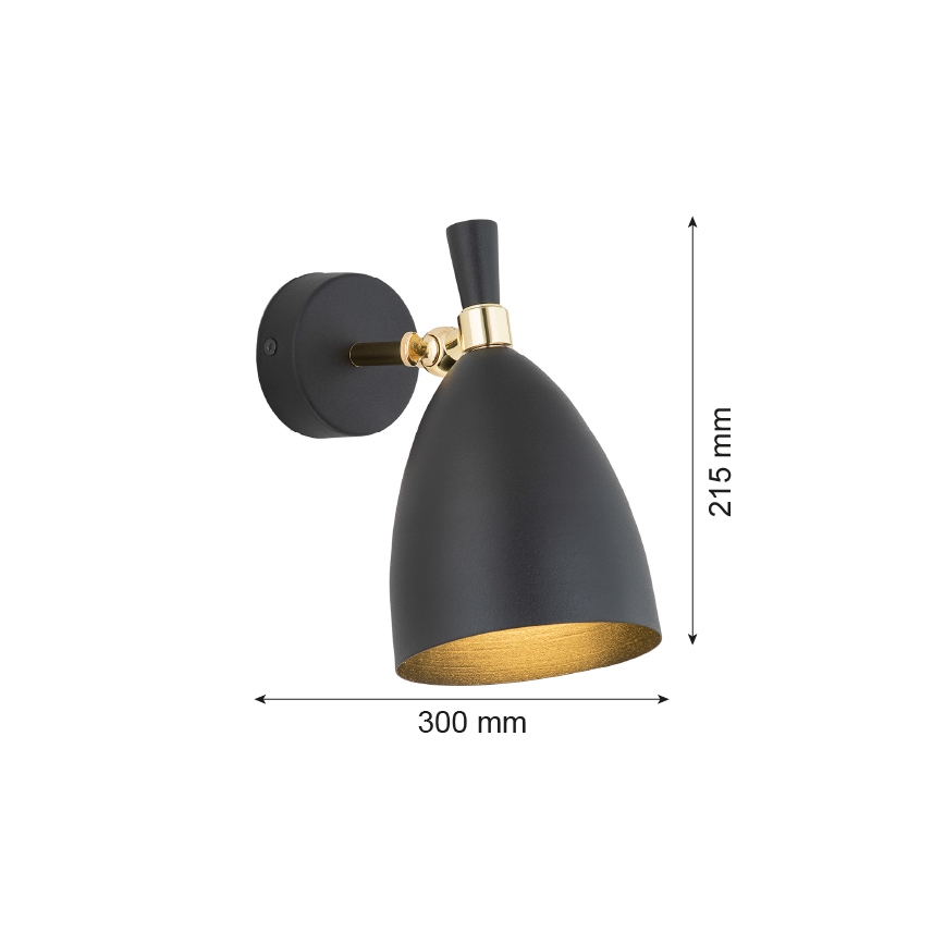 Argon 4701 - Iluminação de parede CHARLOTTE 1xE27/15W/230V preto/dourado