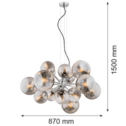 Argon 5022 - Candelabro suspenso SATELITE 15xE27/15W/230V cromado brilhante