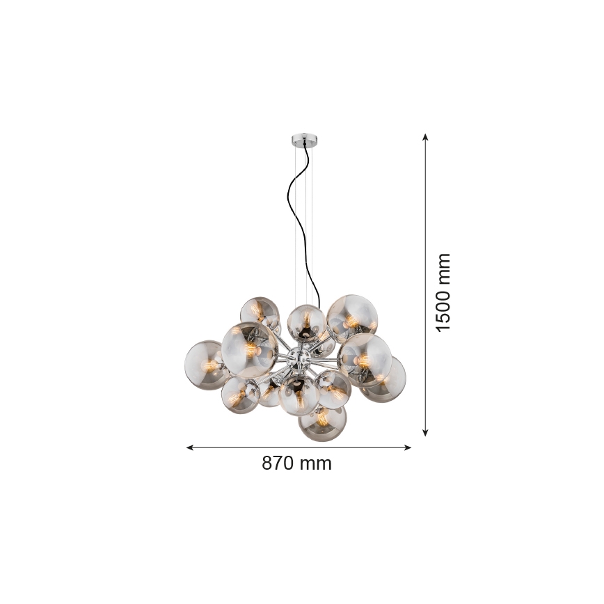 Argon 5022 - Candelabro suspenso SATELITE 15xE27/15W/230V cromado brilhante