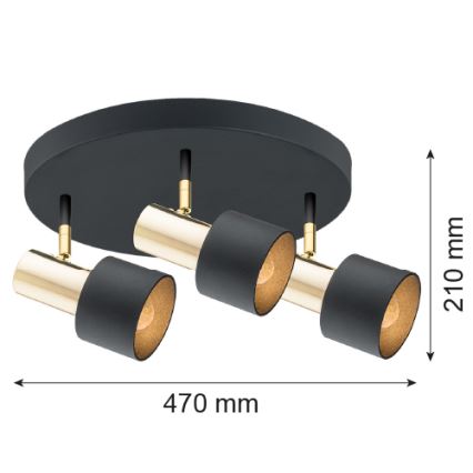 Argon 6006 - Foco DORIA 3xE27/15W/230V preto/latão
