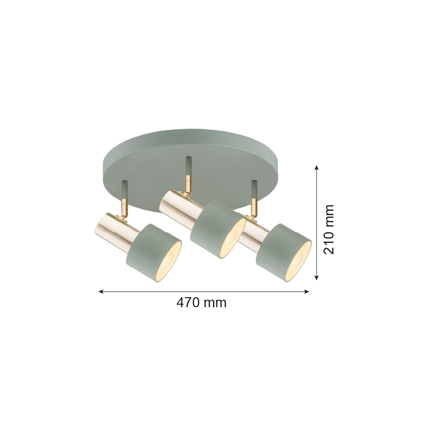 Argon 6007 - Foco DORIA 3xE27/15W/230V verde/latão