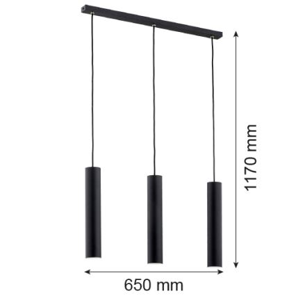 Argon 6112 - Candelabro suspenso GOMERA 3xGU10/5W/230V preto