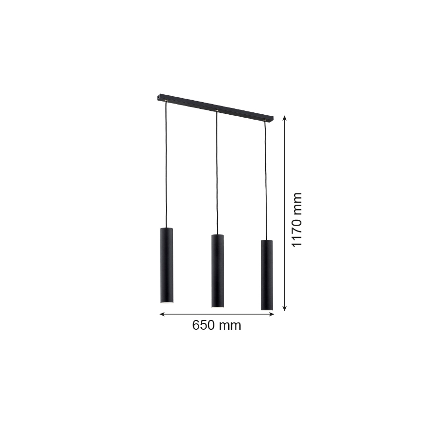 Argon 6112 - Candelabro suspenso GOMERA 3xGU10/5W/230V preto