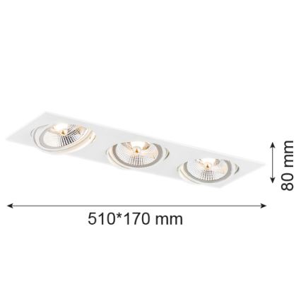 Argon 6115 - Luminária de teto embutida OLIMP 3xGU10-AR111/12W/230V branca