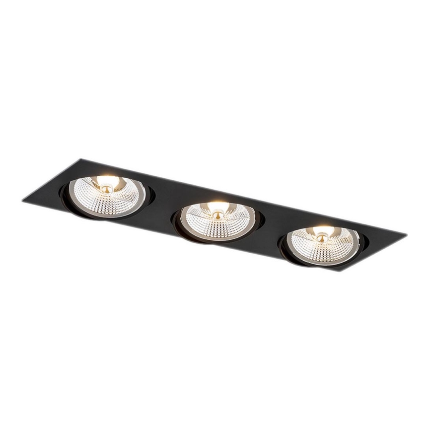 Argon 6116 - Luminária de teto embutida OLIMP 3xGU10-AR111/12W/230V preta