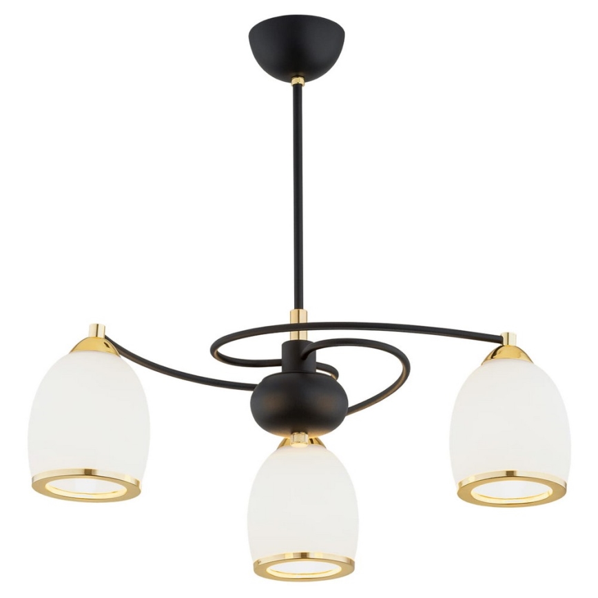 Argon 6144 - Candelabro suspenso AVILA PLUS 3xE27/15W/230V preto/dourado/branco