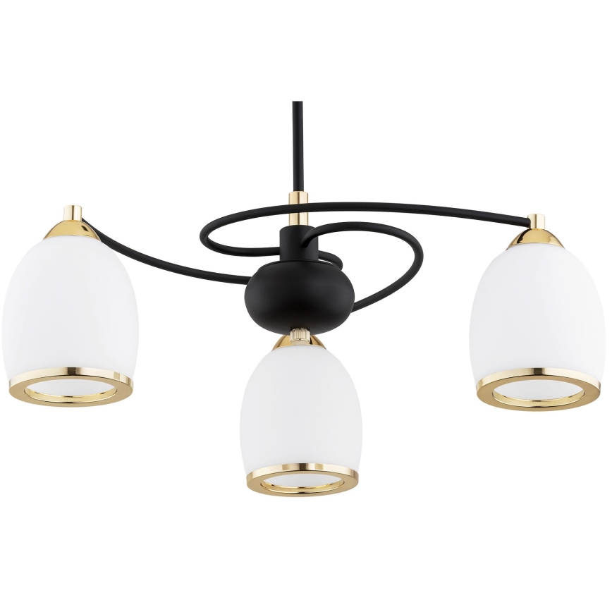 Argon 6144 - Candelabro suspenso AVILA PLUS 3xE27/15W/230V preto/dourado/branco
