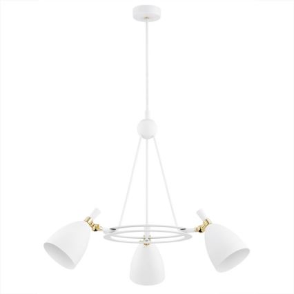 Argon 6148 - Candelabro suspenso CHARLOTTE 3xE27/15W/230V branco/dourado
