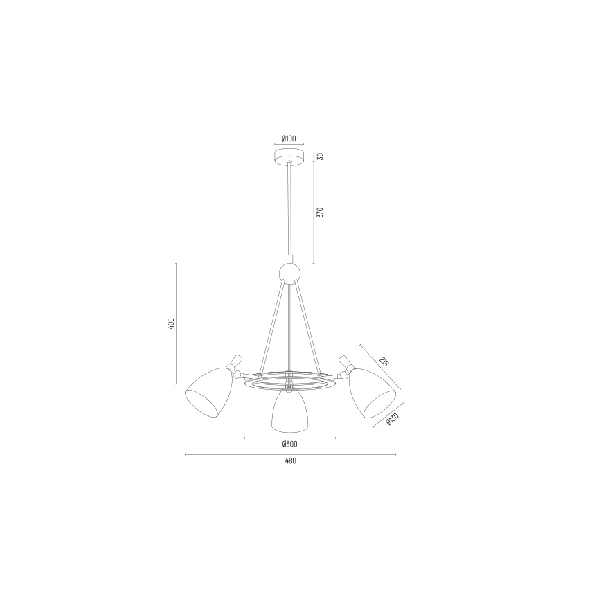 Argon 6149 - Candelabro suspenso CHARLOTTE 3xE27/15W/230V preto/dourado