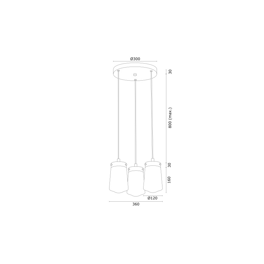 Argon 6164 - Candelabro suspenso PASADENA 3xE27/15W/230V dourado/branco
