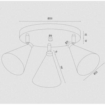 Argon 6262 - Foco LUCINDA 3xE14/7W/230V preto/dourada