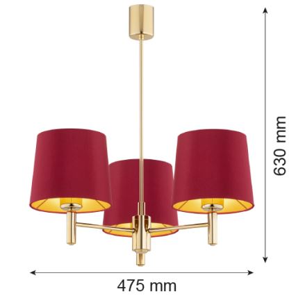 Argon 6266 - Candelabro suspenso PONTE PLUS 3xE27/15W/230V vermelho