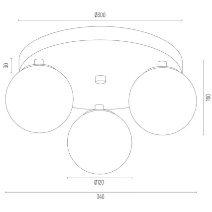 Argon 6290 - Iluminação de teto FABIO 3xE14/7W/230V alabastro dourada