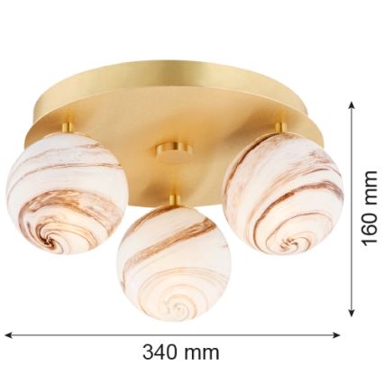 Argon 6290 - Iluminação de teto FABIO 3xE14/7W/230V alabastro dourada