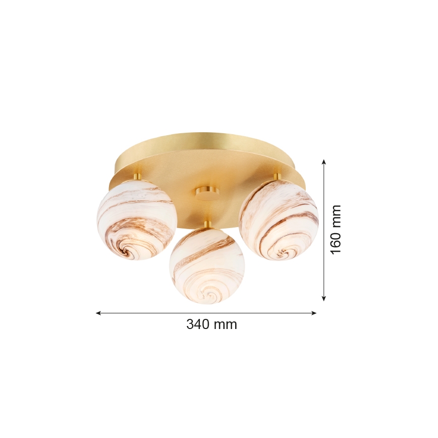 Argon 6290 - Iluminação de teto FABIO 3xE14/7W/230V alabastro dourada