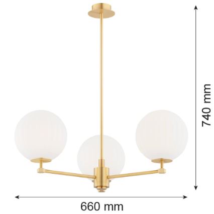 Argon 6307 - Candeeiro suspenso PALOMA 3xE14/7W/230V dourado/branco