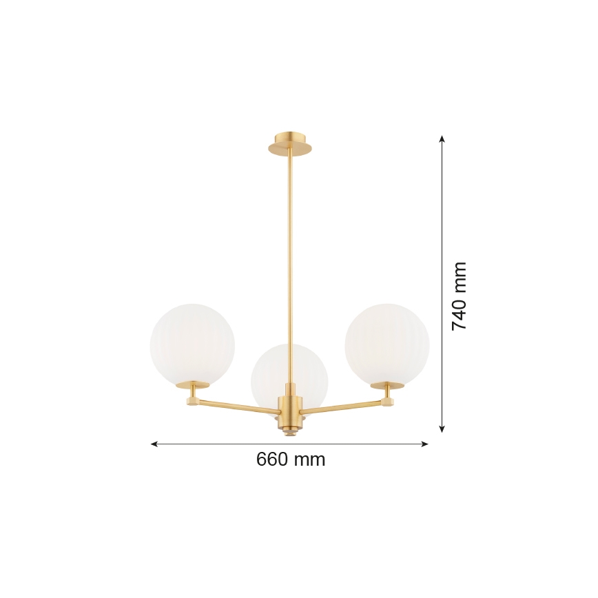 Argon 6307 - Candeeiro suspenso PALOMA 3xE14/7W/230V dourado/branco