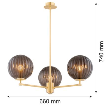 Argon 6310 - Candeeiro suspenso PALOMA 3xE14/7W/230V dourado/preto