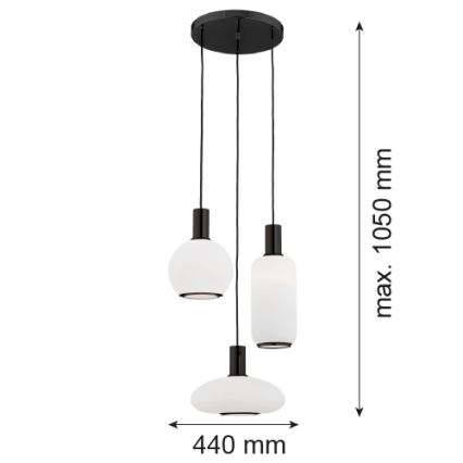 Argon 6323 - Candeeiro suspenso SAGUNTO PLUS 3xE27/15W/230V preto
