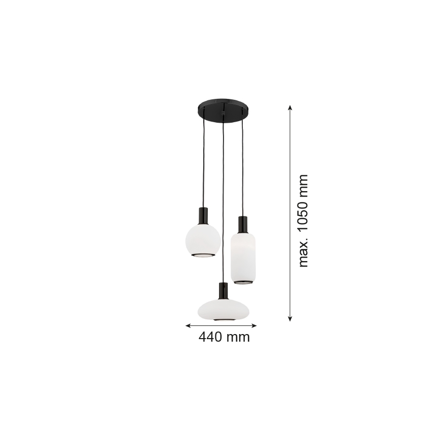 Argon 6323 - Candeeiro suspenso SAGUNTO PLUS 3xE27/15W/230V preto