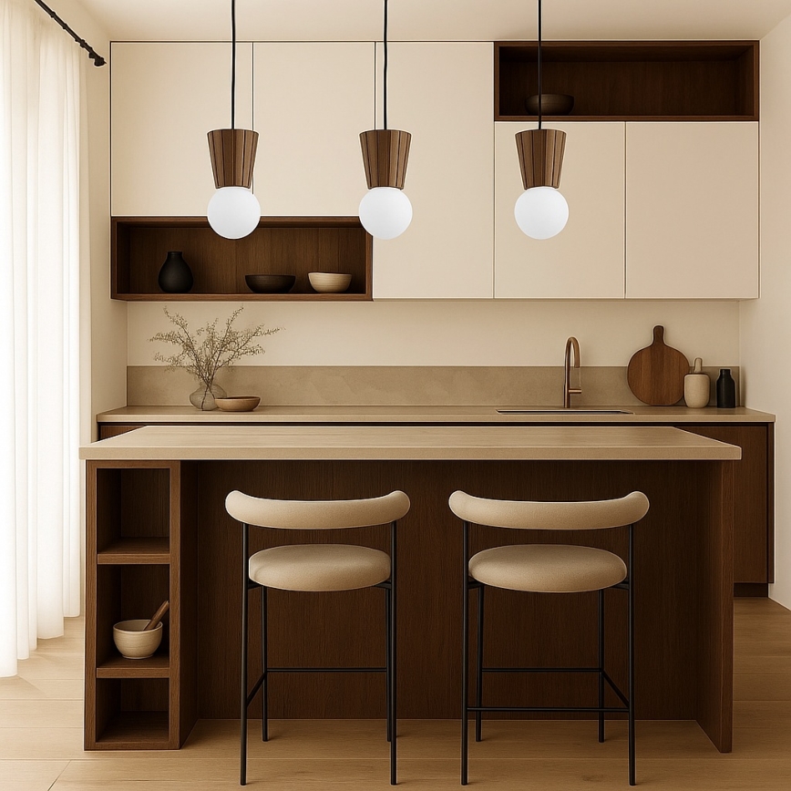 Argon 6358 - Lustre de casa de banho suspenso por cabo VOLANTE 3xG9/6W/230V IP44 castanho