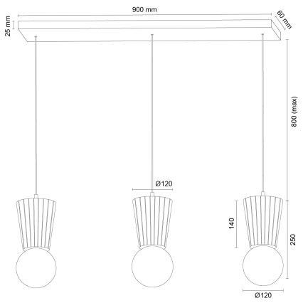 Argon 6358 - Lustre de casa de banho suspenso por cabo VOLANTE 3xG9/6W/230V IP44 castanho