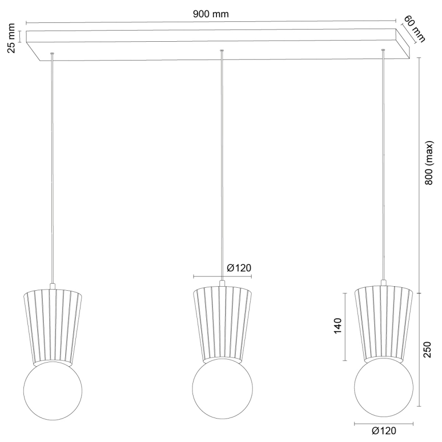 Argon 6358 - Lustre de casa de banho suspenso por cabo VOLANTE 3xG9/6W/230V IP44 castanho