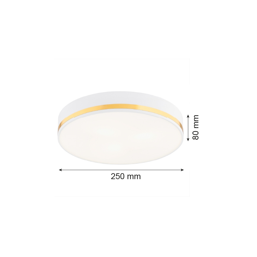 Argon 7034 - Iluminação de teto AMORE 2xE27/15W/230V diâmetro 25 cm branco/dourado