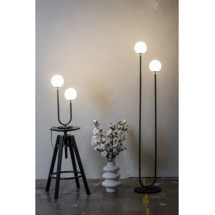 Argon 7072 - Candeeiro de mesa FERRONE 2xE14/7W/230V preto/branco/dourado