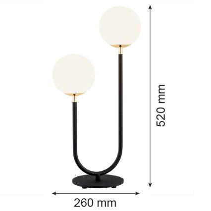 Argon 7072 - Candeeiro de mesa FERRONE 2xE14/7W/230V preto/branco/dourado
