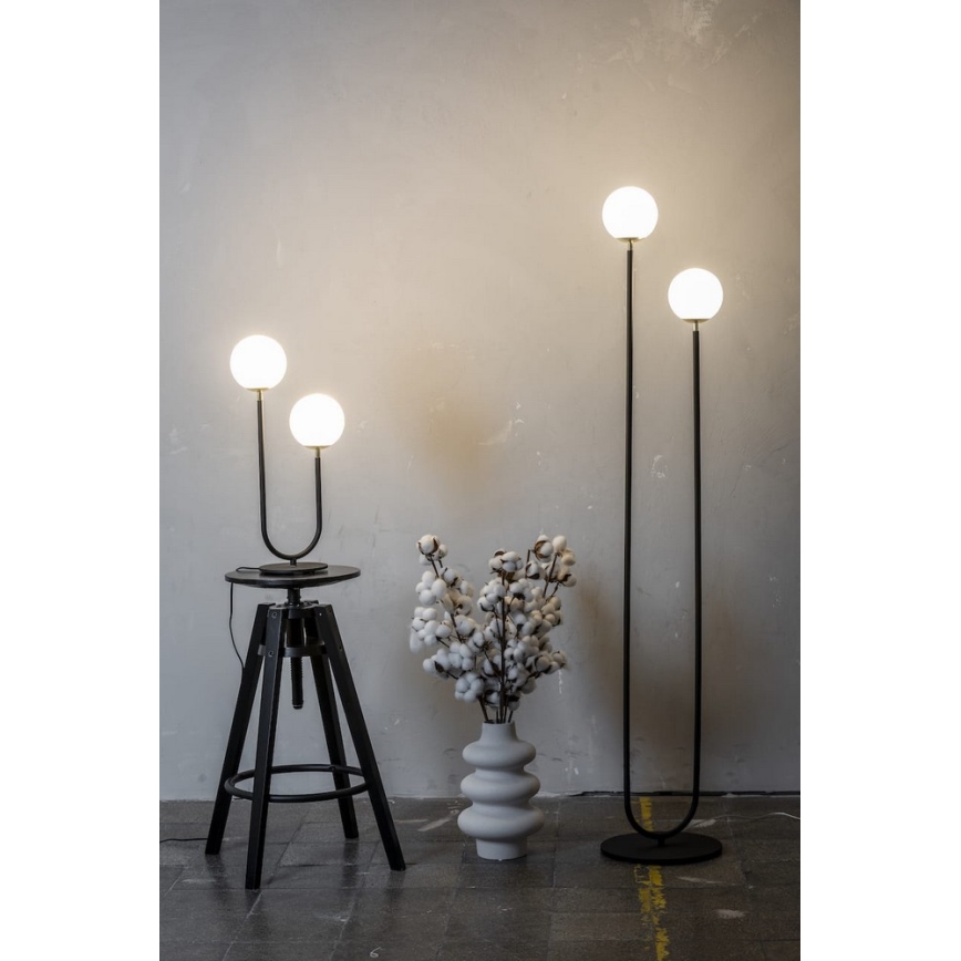 Argon 7073 - Candeeiro de chão FERRONE 2xE14/7W/230V preto/branco/dourado