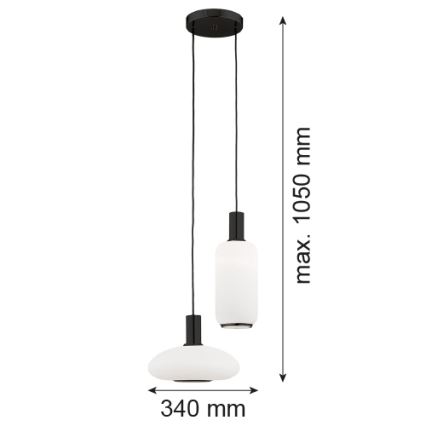 Argon 7214 - Candeeiro suspenso SAGUNTO PLUS 2xE27/15W/230V preto